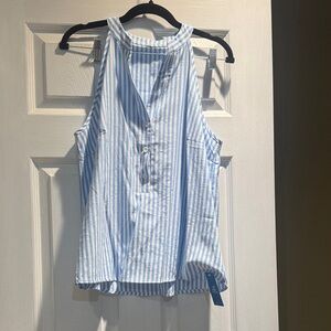 Cupshe Light Blue Striped Button-Front Blouse